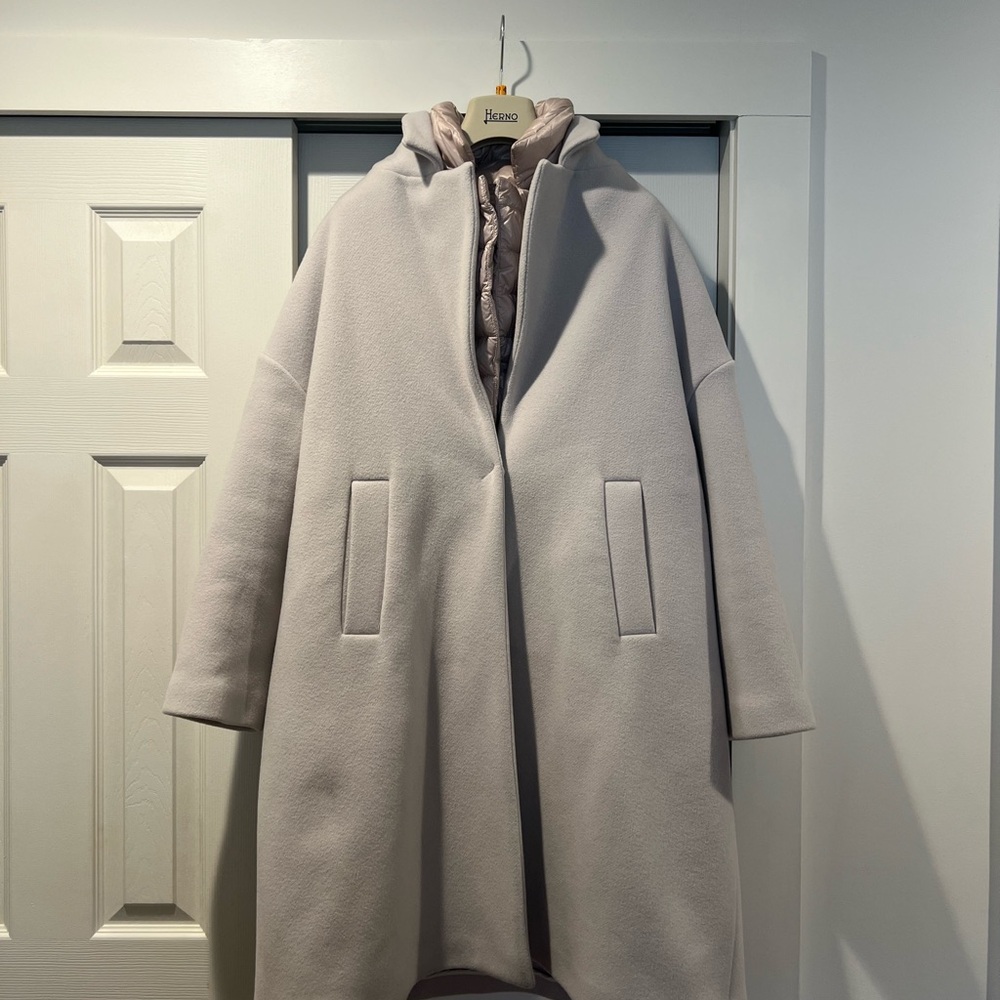 Herno Women's light Gray/cream detachable Puffer and wool resort collection Coat